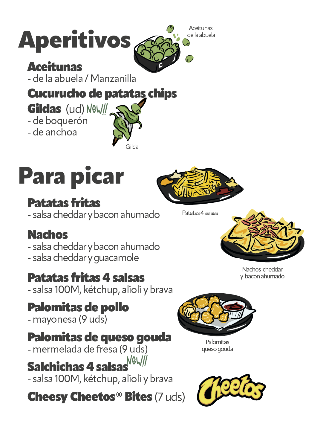 Carta de aperitivos